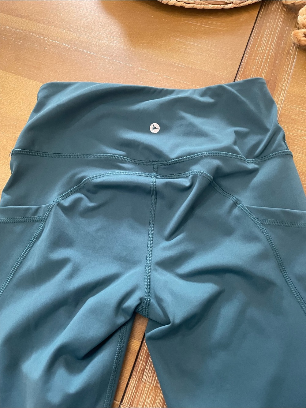 90 Degree By Reflex Teal Leggings with Logo Waistband - Picture 5 of 10